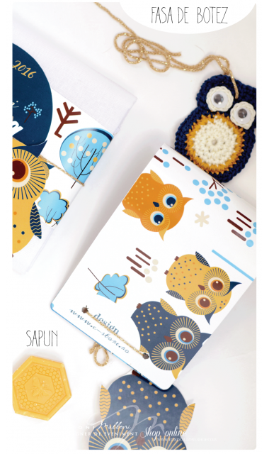 Trusou de botez cu broderie personalizata pentru baieti, Owl Baby Boy 13